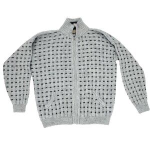 Alpaca Fina Cardigan Sweater Jacket Mens Large Gray Turtleneck Full Zip Peru